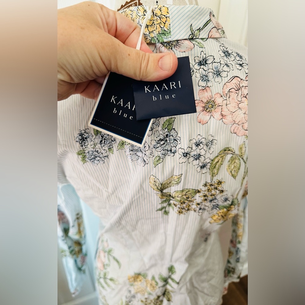 Kaari Blue Women’s Pinstriped Floral Shirt Dress - Picture 9 of 12